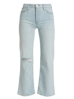 Hudson Jeans Rosie High-Rise Distressed Wide-Leg Ankle Jeans