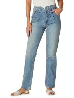 Hudson Jeans Pleated Straight-Leg Jeans