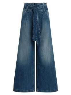 Hudson Jeans Belted High-Rise Rigid Wide-Leg Crop Jeans