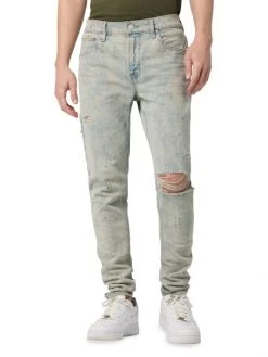 Hudson Jeans Zack Side Zip Stripped Skinny Jeans For Men