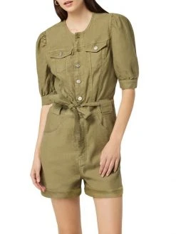Hudson Jeans Puff-Sleeve Button-Front Romper -Hudson Jeans best sale unnamed file 393