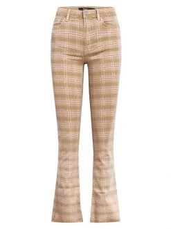 Hudson Jeans Barbara Plaid High-Waist Bootcut Jeans