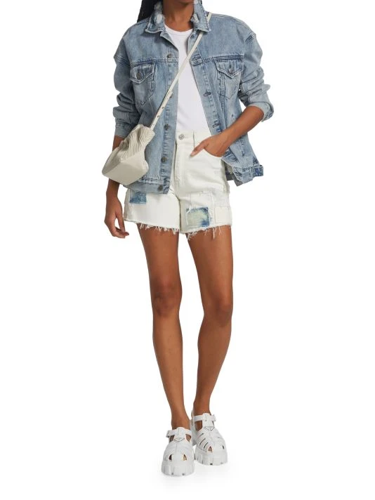 Hudson Jeans Devon High-Rise Patchwork Boyfriend Shorts 4 Hudson Jeans Devon High-Rise Patchwork Boyfriend Shorts - Image 2