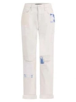 Hudson Jeans Thalia High-Rise Patchwork Stretch Straight-Leg Jeans