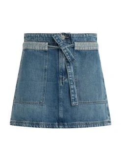 Hudson Jeans Belted Paperbag-Waist Denim Miniskirt
